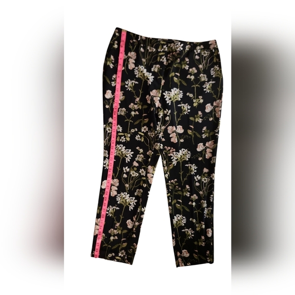 Tommy HILFIGER Sz 14 Floral Print Black Pants For Chic Summer - Picture 4 of 8